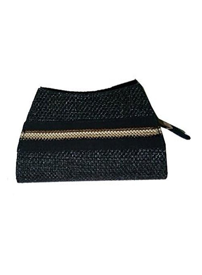 Salvus APP SOLUTIONS Elegant Black Fabric Hand Clutch Bag for Women | Compact Handheld Purse for Office, College & Daily Use (10x3x24 cm) - Image 1